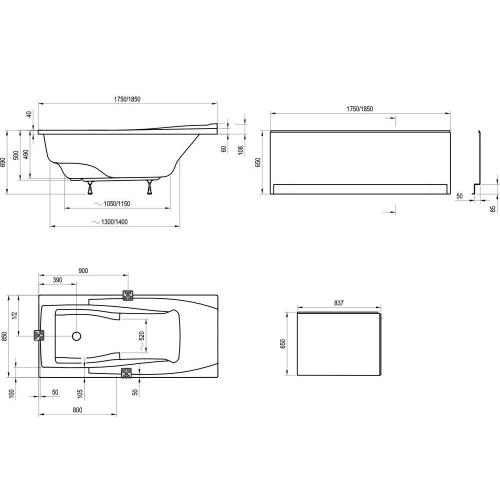 Акриловая ванна Ravak You 185х85