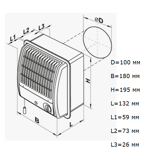 Vents 100 ЦФ 3 побутовий вентилятор
