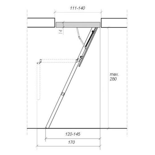 Сходи на горище з поручнем Fakro Komfort LWK Plus-H280 60*120