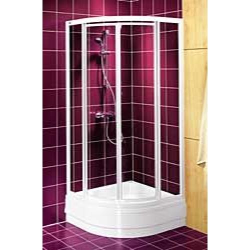 Кабіна Kolo AKORD SWING напівкругла 80х80 см, двері відчинені. Двері відкриваються всередину та назовні.