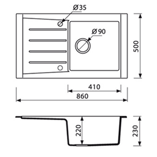 Гранітна мийка Marmorin PROFIR 1k 1o