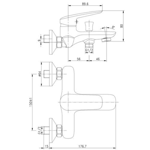 Смеситель для ванны Imprese PRAHA 10030 new Смеситель для ванны Imprese PRAHA 10030 new
