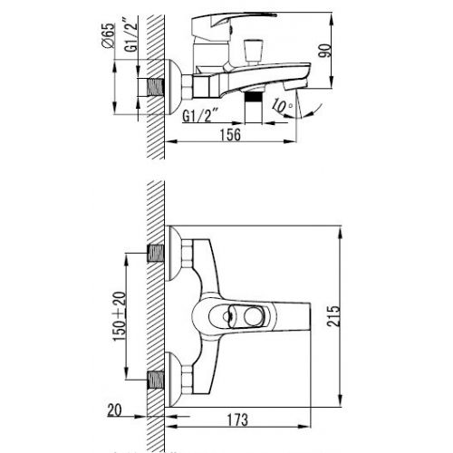 Змішувач для ванни Imprese LIDICE 10095