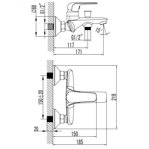 Змішувач для ванни Imprese NOVA OPAVA 10075