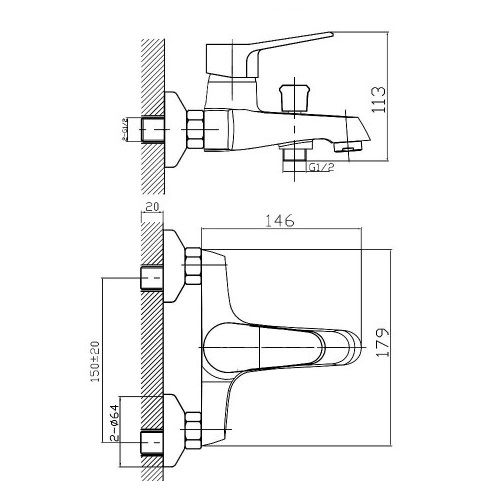 Змішувач для ванни Imprese WITOW 10080
