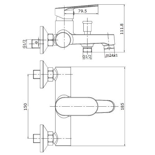 Смеситель для ванны Imprese LESNA 10070 W