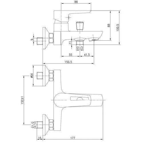 Змішувач для ванни Imprese BRECLAV 10245