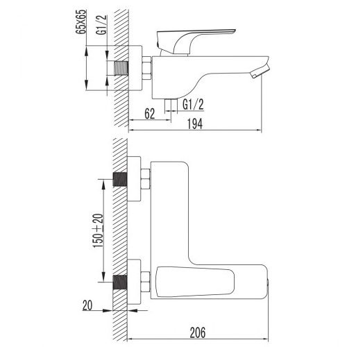 Змішувач для ванни Imprese VALTICE 10320