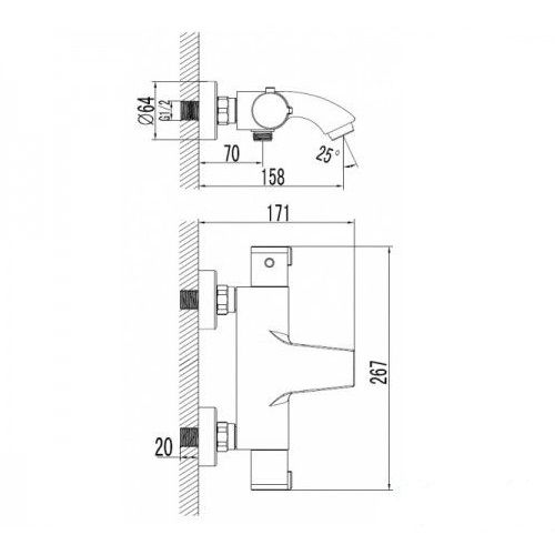 Змішувач-термостат для ванни Imprese CENTRUM 10400
