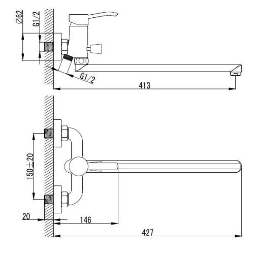 Змішувач для ванни Imprese Novako 35200 Змішувач для ванни Imprese Novako 35200