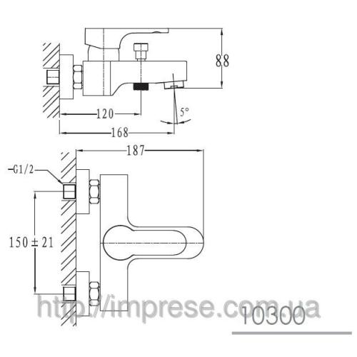 Смеситель для ванны Imprese Milovice 10300 Смеситель для ванны Imprese Milovice 10300