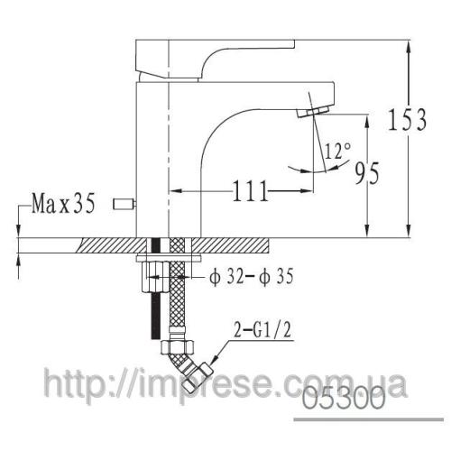 Смеситель для умывальника Imprese Milovice 05300