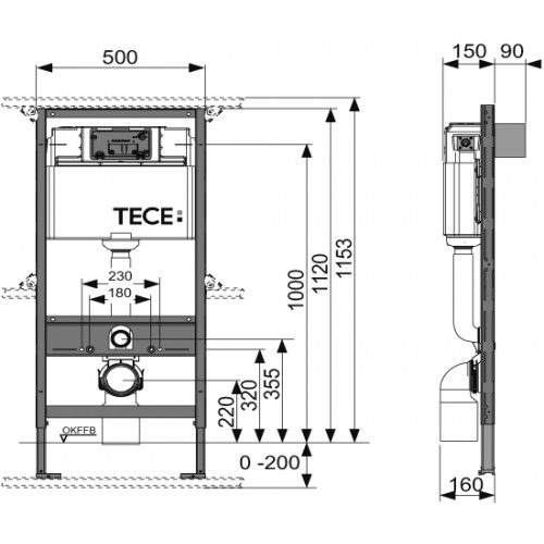 Система инсталяции для унитаза TECEbase 9400006