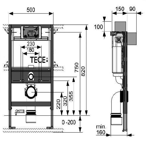 Застенный модуль для подвесного унитаза TECEbase 9300001