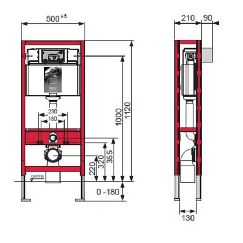 Застенный модуль для подвесного унитаза TECE 9300031
