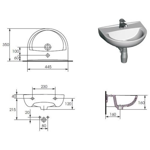 Умивальник Cersanit President 45 Умивальник Cersanit President 45