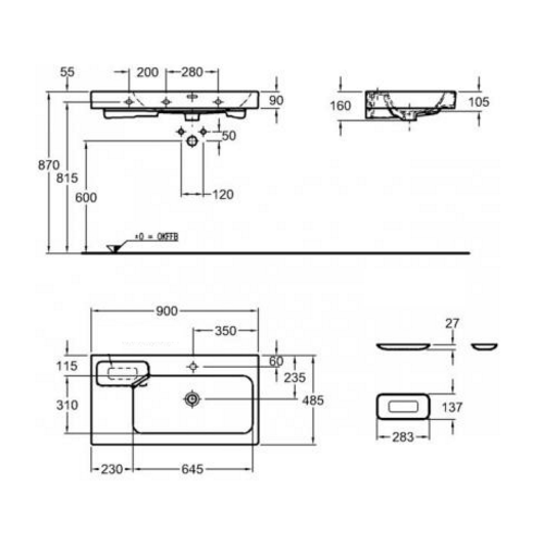 Раковина Keramag iCon-90 124195 Раковина Keramag iCon-90 124195