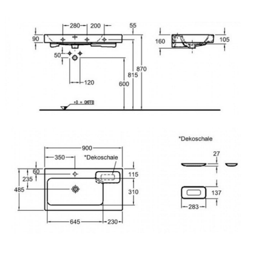 Раковина Keramag iCon-90 124190 Раковина Keramag iCon-90 124190