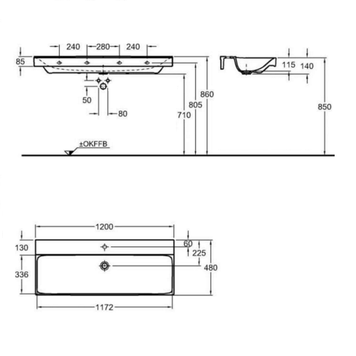 Раковина Keramag Xeno 2-120 127020-600 Раковина Keramag Xeno 2-120 127020-600