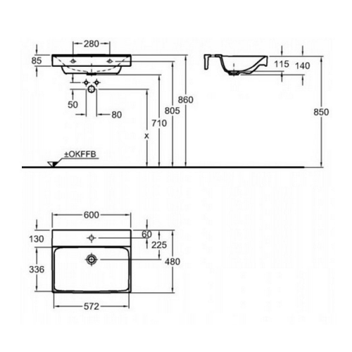 Раковина Keramag Xeno 2-60 127060 Раковина Keramag Xeno 2-60 127060