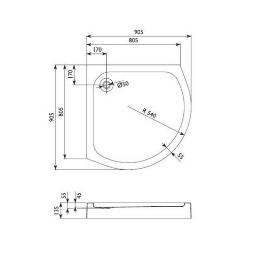 Піддон акриловий Aquaform Rondo 200-05489 Піддон акриловий Aquaform Rondo 200-05489