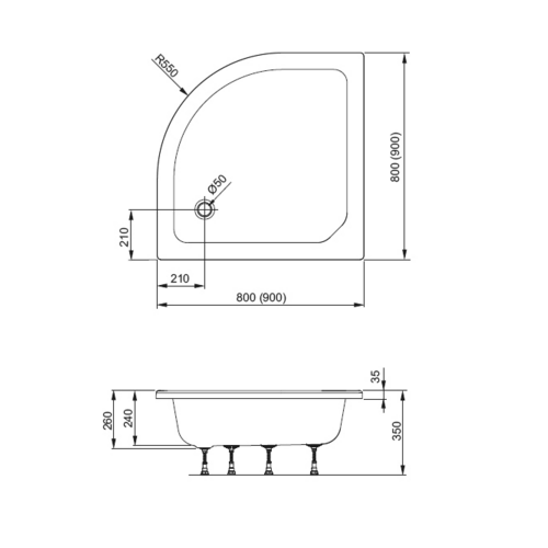 Поддон акриловый Aquaform Plus 200-18612