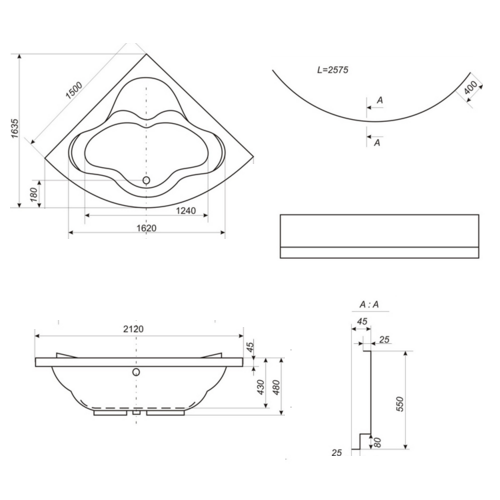 Ванна акрилова Bisante Мона