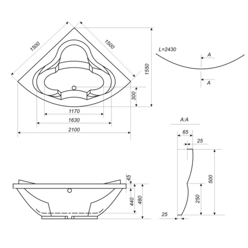 Ванна акрилова Bisante Сабріна Ванна акрилова Bisante Сабріна
