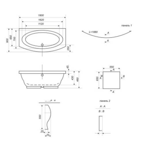 Ванна акрилова Bisante Ванна акрилова Bisante