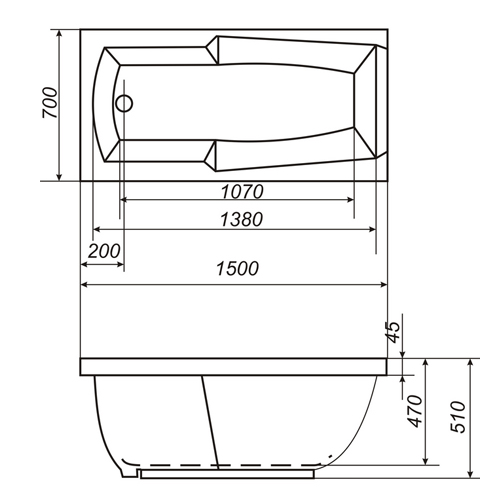 Ванна акрилова Bisante Комфорт 150 Ванна акрилова Bisante Комфорт 150