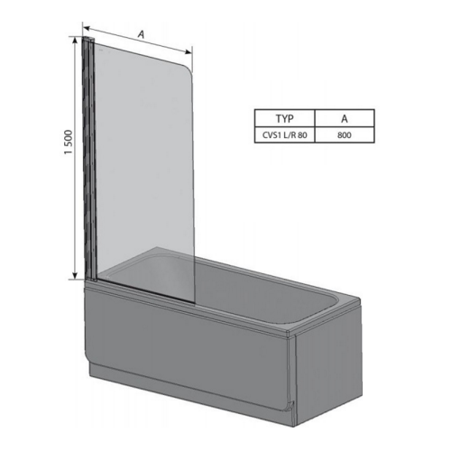 RAVAK Штора для ванны CVS 1-80 белый L/R