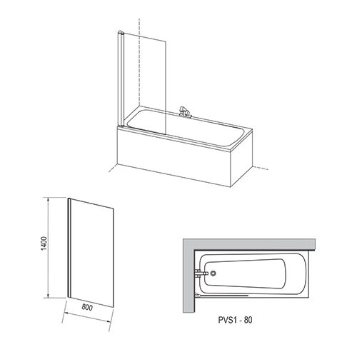 RAVAK Штора для ванны PVS 1-80 сатин