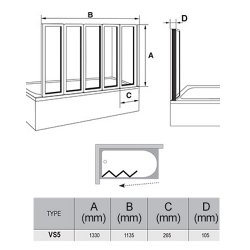 RAVAK Штора для ванны VS 5 белый декор