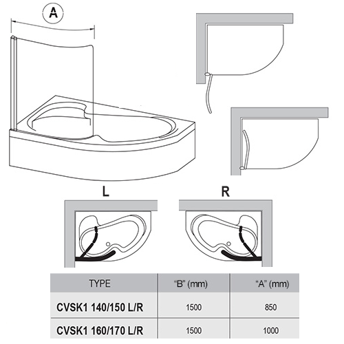 RAVAK Штора для ванны CVSK 1 Rosa 140/150 белый L/R RAVAK Штора для ванны CVSK 1 Rosa 140/150 белый L/R