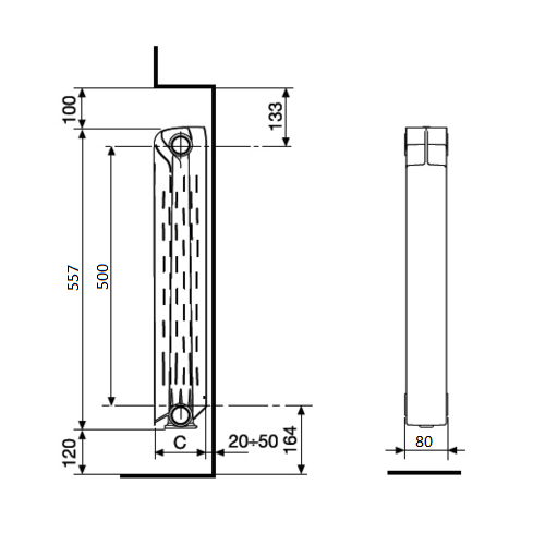 Радиатор алюминиевый FONDITAL Calidor Aleternum 500/100 Радиатор алюминиевый FONDITAL Calidor Aleternum 500/100