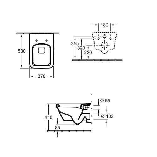 Унітаз підвісний Villeroy & Boch Architectura, прямокутний