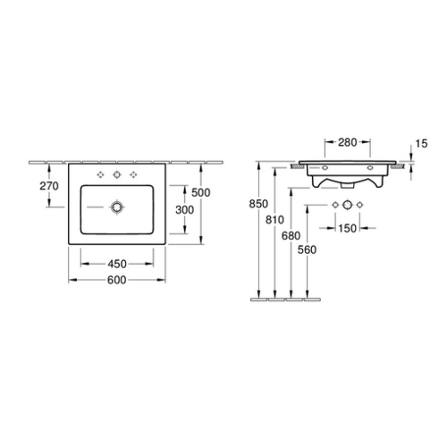 Раковина Villeroy & Boch Venticello, 600х500 мм