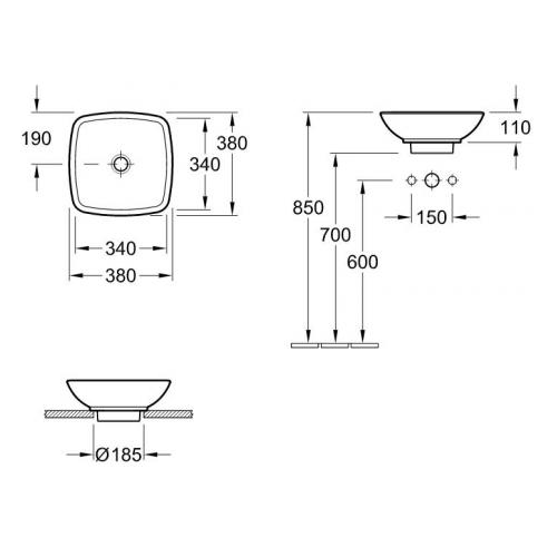 Раковина Villeroy & Boch Loop&Friends, 380 мм Раковина Villeroy & Boch Loop&Friends, 380 мм
