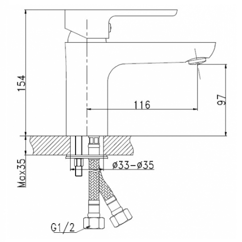 Змішувач для умивальника Invena Kastos BU-16-001