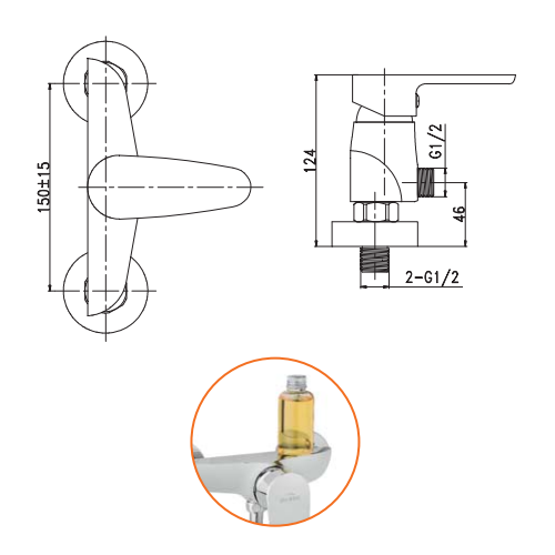 Змішувач для душу Invena Kastos BN-16-001 Змішувач для душу Invena Kastos BN-16-001