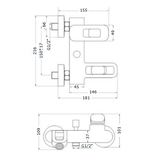 Смеситель для ванны Invena UNIQUA EXE BW-77-001 Смеситель для ванны Invena UNIQUA EXE BW-77-001