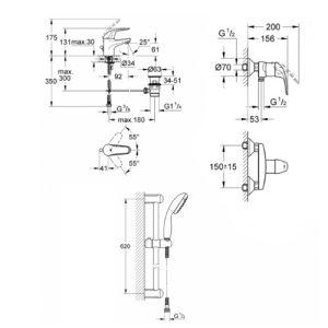 Набор смесителей Grohe EuroEco 123232 (3 в 1)