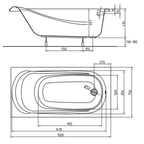Акриловая ванна KOLO Saga 150х75 (сифон в подарок) Акриловая ванна KOLO Saga 150х75 (сифон в подарок)