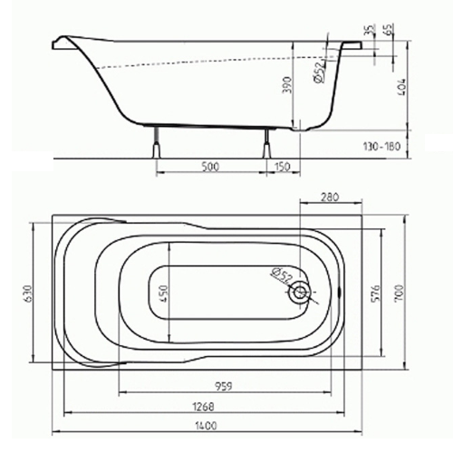 Акрилова ванна KOLO Sensa 140х70 (сифон у подарунок) Акрилова ванна KOLO Sensa 140х70 (сифон у подарунок)