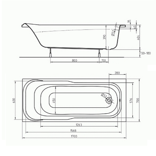 Акрилова ванна KOLO Sensa 170х70 (сифон у подарунок) (сифон у подарунок)