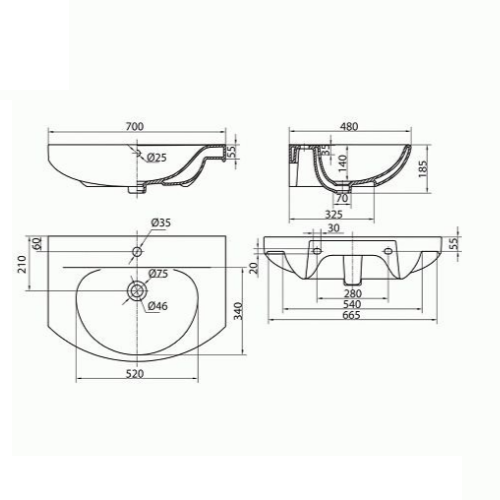 Умывальник мебельный KOLO Runa 70