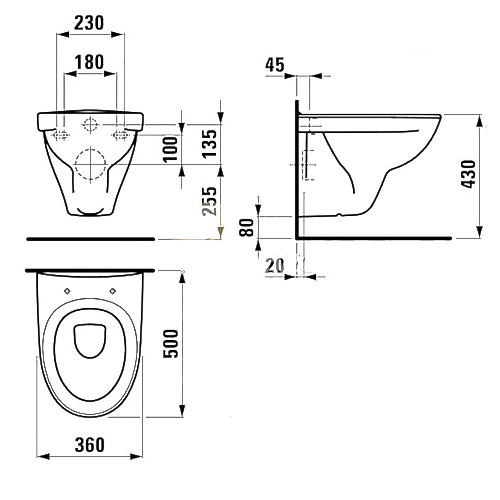 Унитаз подвесной Laufen PRO Nordic 2095.8 Унитаз подвесной Laufen PRO Nordic 2095.8