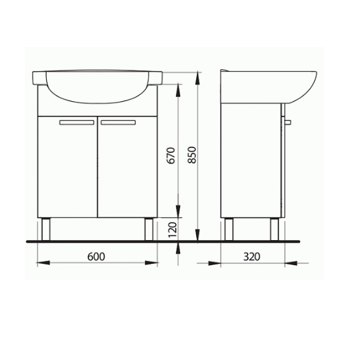 KOLO Шафка FREJA під умивальник 65 см