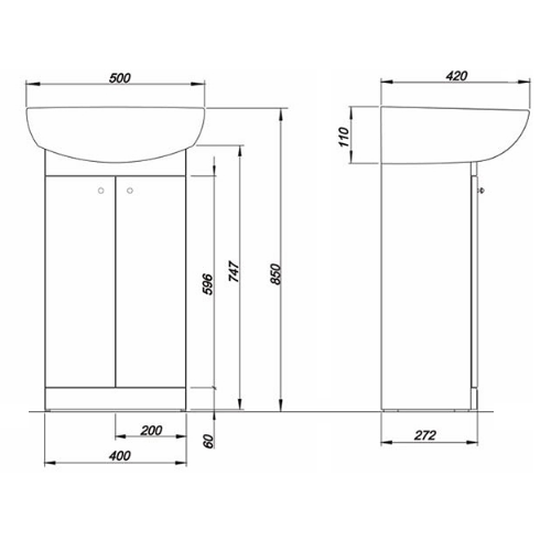 Шкафчик с умывальником KOLO SOLO, 50 см Шкафчик с умывальником KOLO SOLO, 50 см