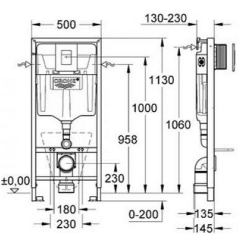 Комплект інсталяції Grohe 38775001 + унітаз Laufen 2095.0+ кришка 9395.6 Комплект інсталяції Grohe 38775001 + унітаз Laufen 2095.0+ кришка 9395.6